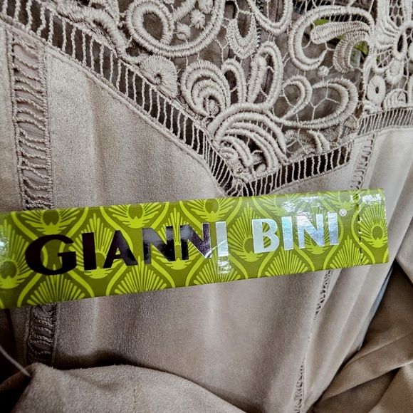 Nwt Gianni Bini Mia Dusty Mauve Faux Suede Fringed Longsleeve Dress - Picture 6 of 16